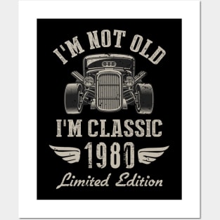 I'm Classic Car 42nd Birthday Gift 42 Years Old Born In 1980 Posters and Art
